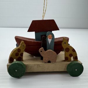 Vintage Midwest Cannon Falls Noah’s Ark Wooden Ornament Primitive Folk Art